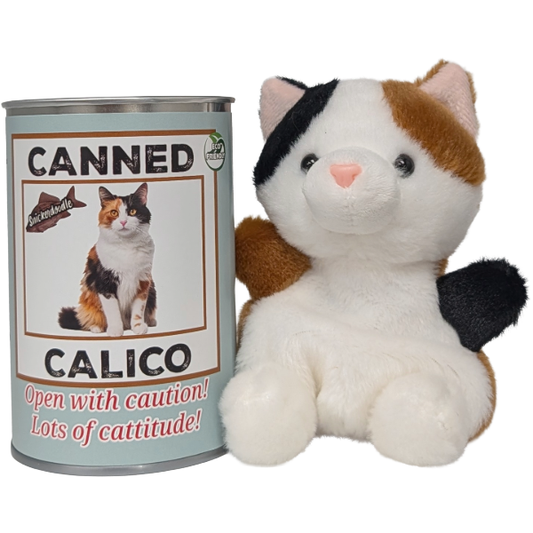 Canned Calico Cat | Stuffed Animal Cat Plush w/Jokes: Pop Top Lid