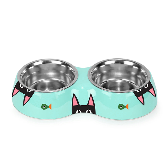 Peeking Kitty Double Pet Bowl