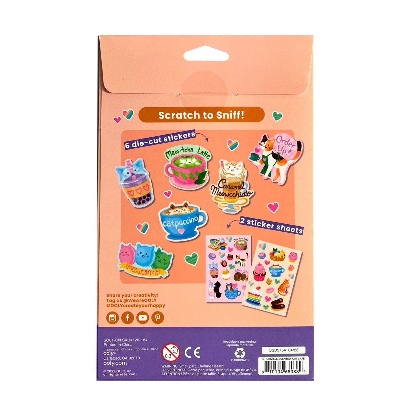 Stickiville: Scented Stickers - Cat Cafe (Set of 2 Sheets & 6 Die-Cuts)