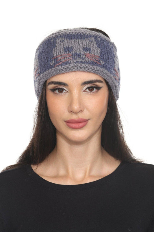 Kitty Knit Headband: Blue / OS