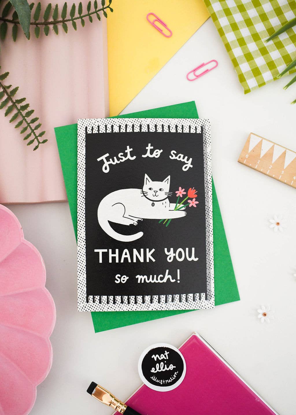 Monochrome Thank You-Pink Envelope-BLANK INSIDE