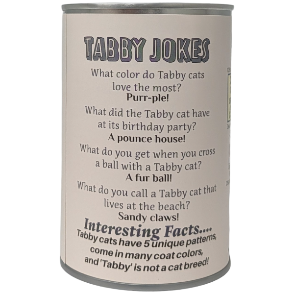 Canned Gray Tabby | Rescue Cat | Eco-Friendly Recycled Gift: Pop Top Lid