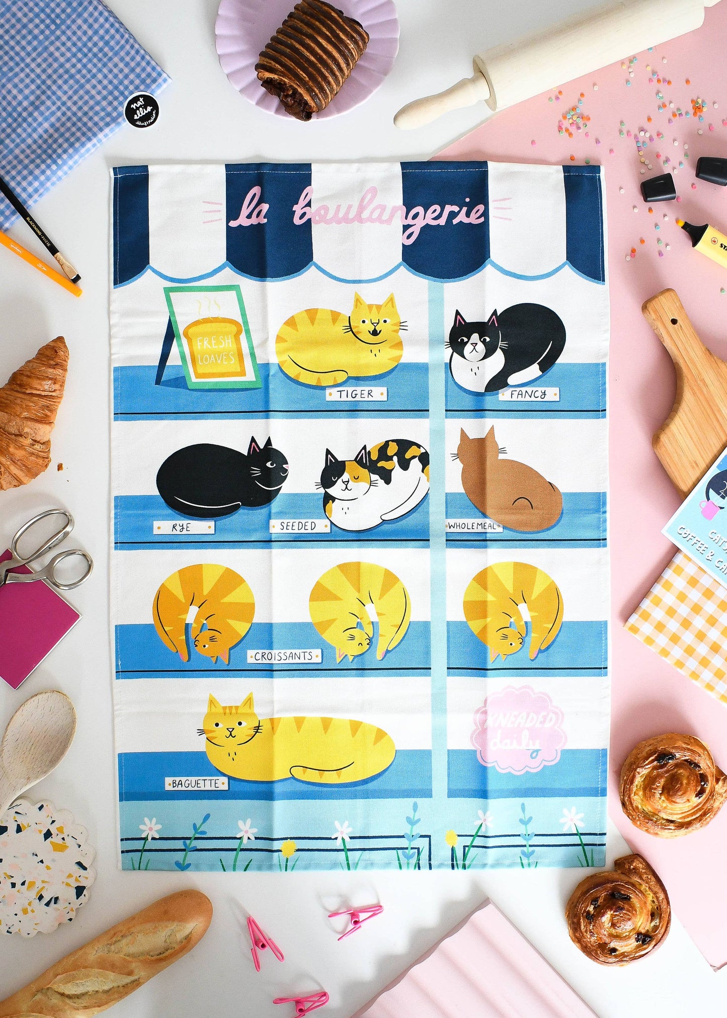 La Boulangerie/ The Bakery- Large Organic Tea Towel