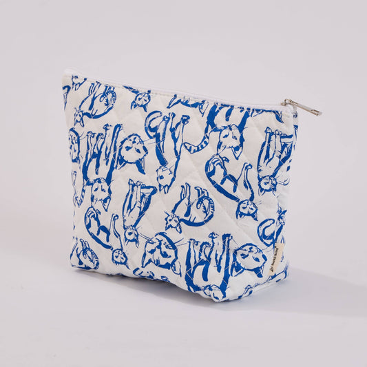 Cute Cats Quilted Makeup Bag - Small Pouch Travel Toiletry Organizer: Medium
