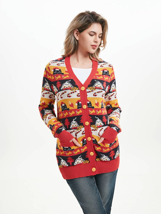 “Fiona” Meowy Christmas Cat Cardigan With Pockets