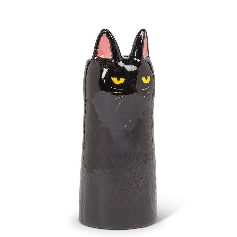 Skinny Cat Vase-6"H: Black