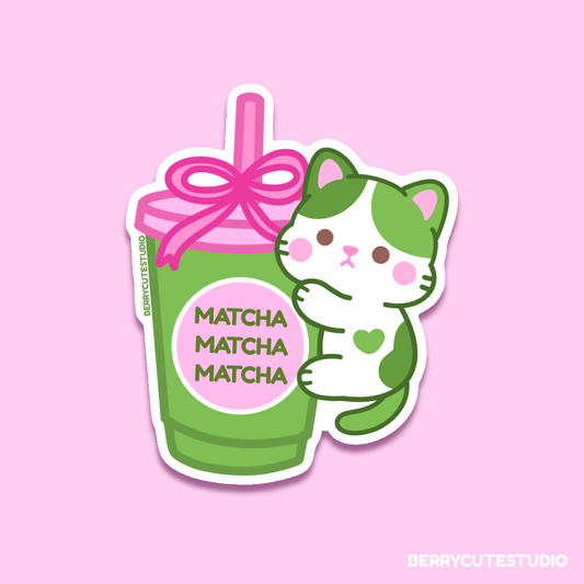 Matcha Latte Cat Vinyl Sticker