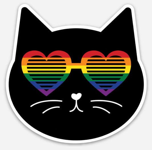 Rainbow Glasses Cat Sticker