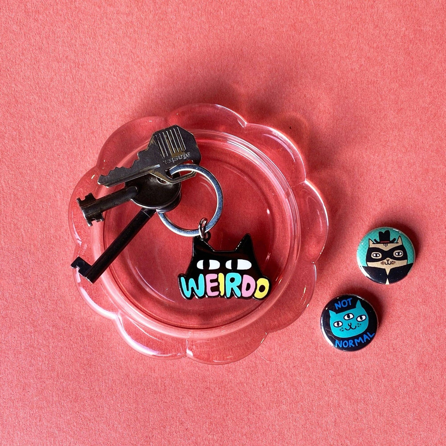 Weirdo Cat Keychain