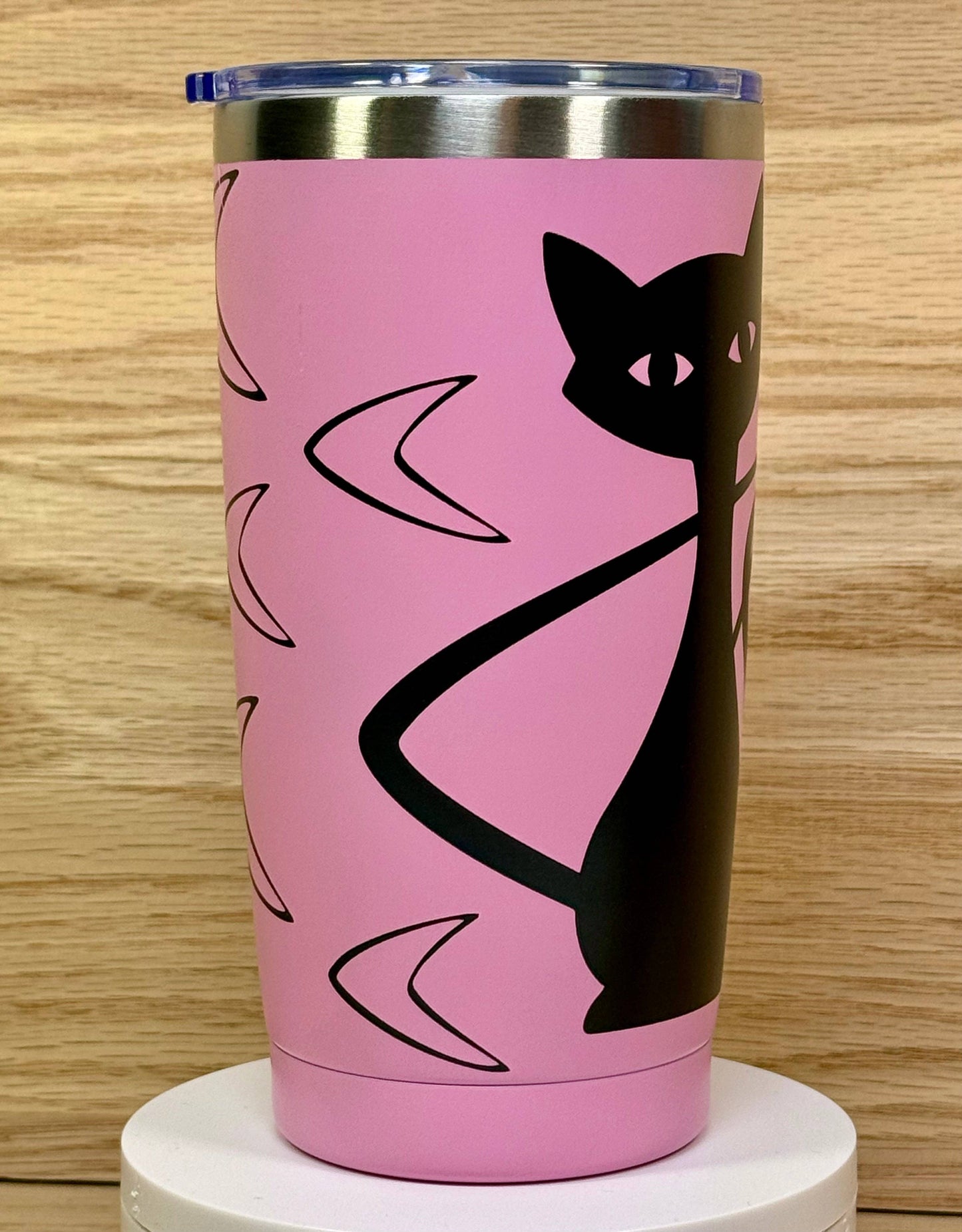 MCM Atomic Bettie Cat Boomerang 20oz Travel Mug - Pink
