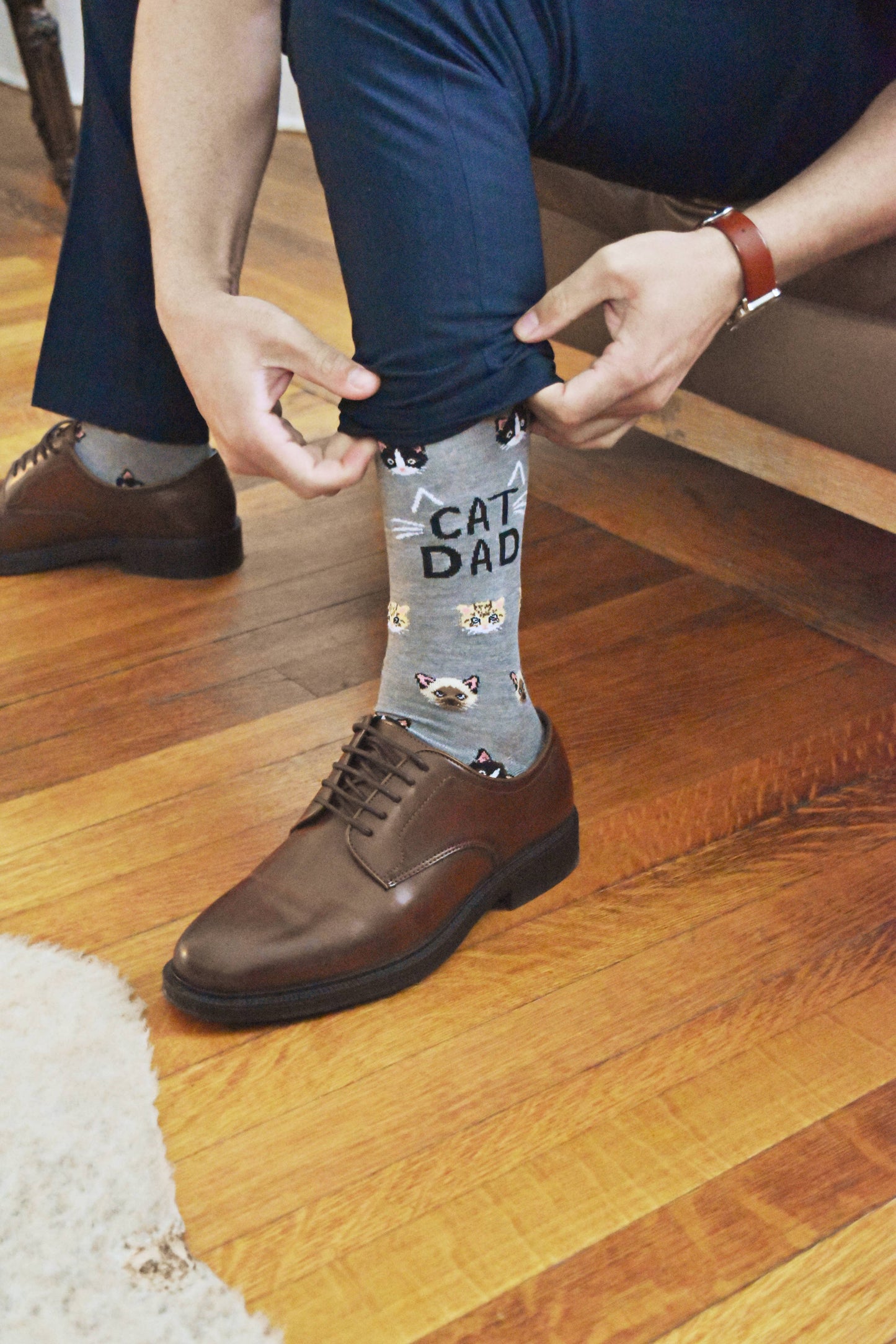 Cat Dad Bamboo Men's Socks - Heather Gray