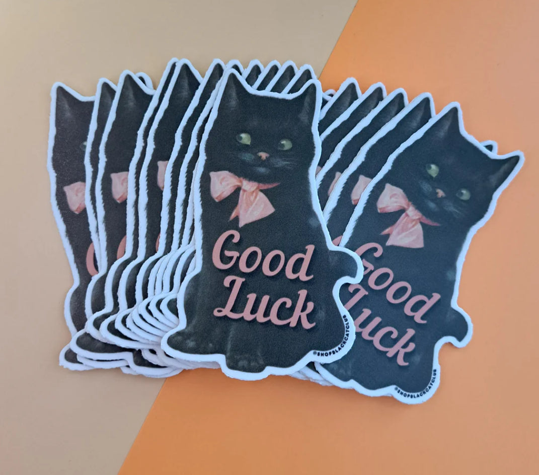 Good Luck Vintage Black Cat Vinyl Sticker