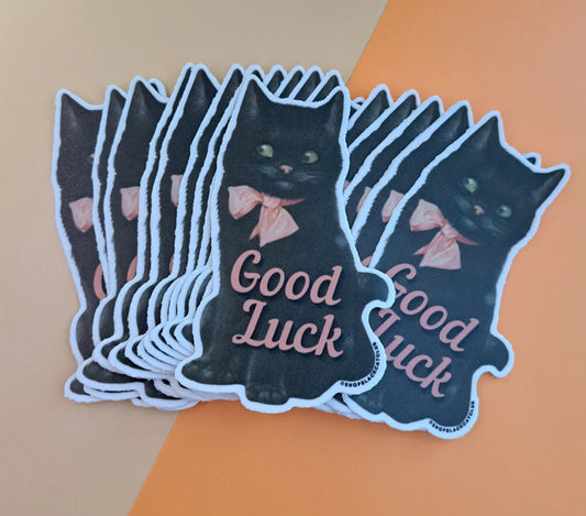 Good Luck Vintage Black Cat Vinyl Sticker