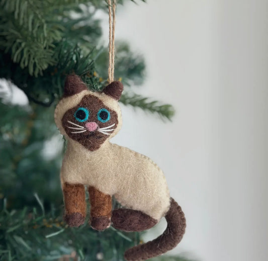 Felt Stitched Cat Ornament: Siamese Cat