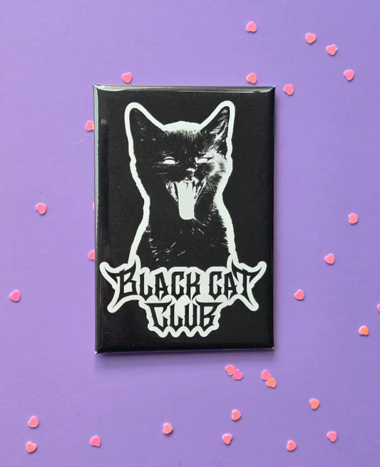 Black Cat Club Hissing Kitten Logo Fridge Magnet