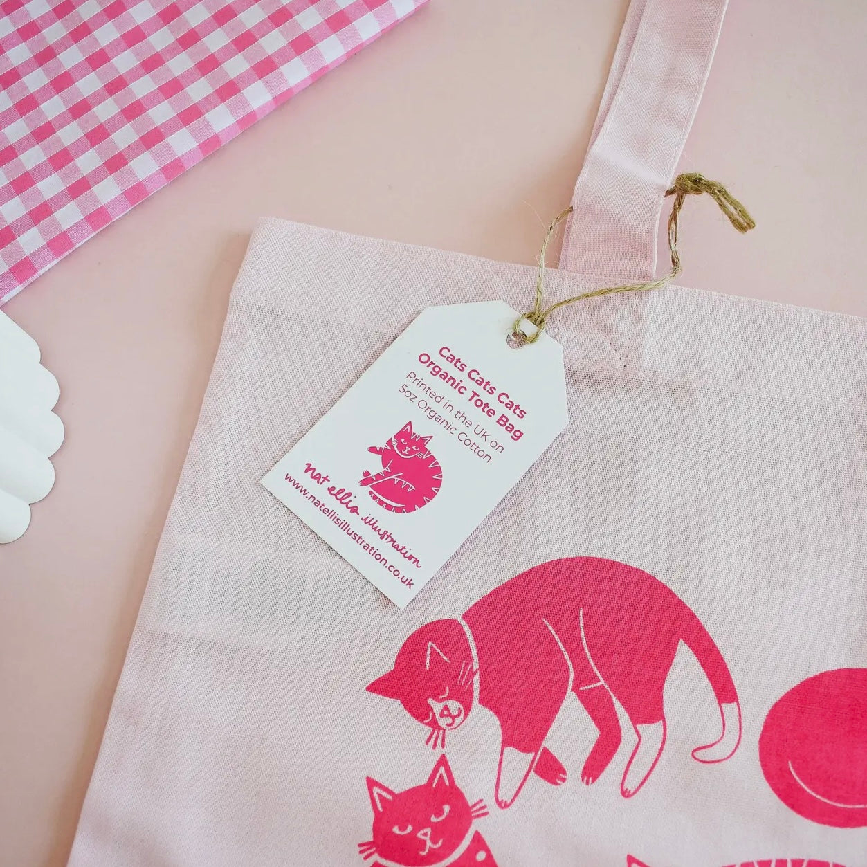 A Collection of Cats- Screen Printed
Organic Tote Bag- Pink