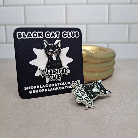 Black Cat Club Hissing Kitten Logo Hard Enamel Pin