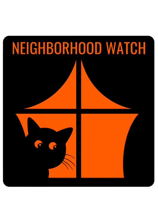 Neighborhood Watch Cat Patrol Vinyl Static Window Cling