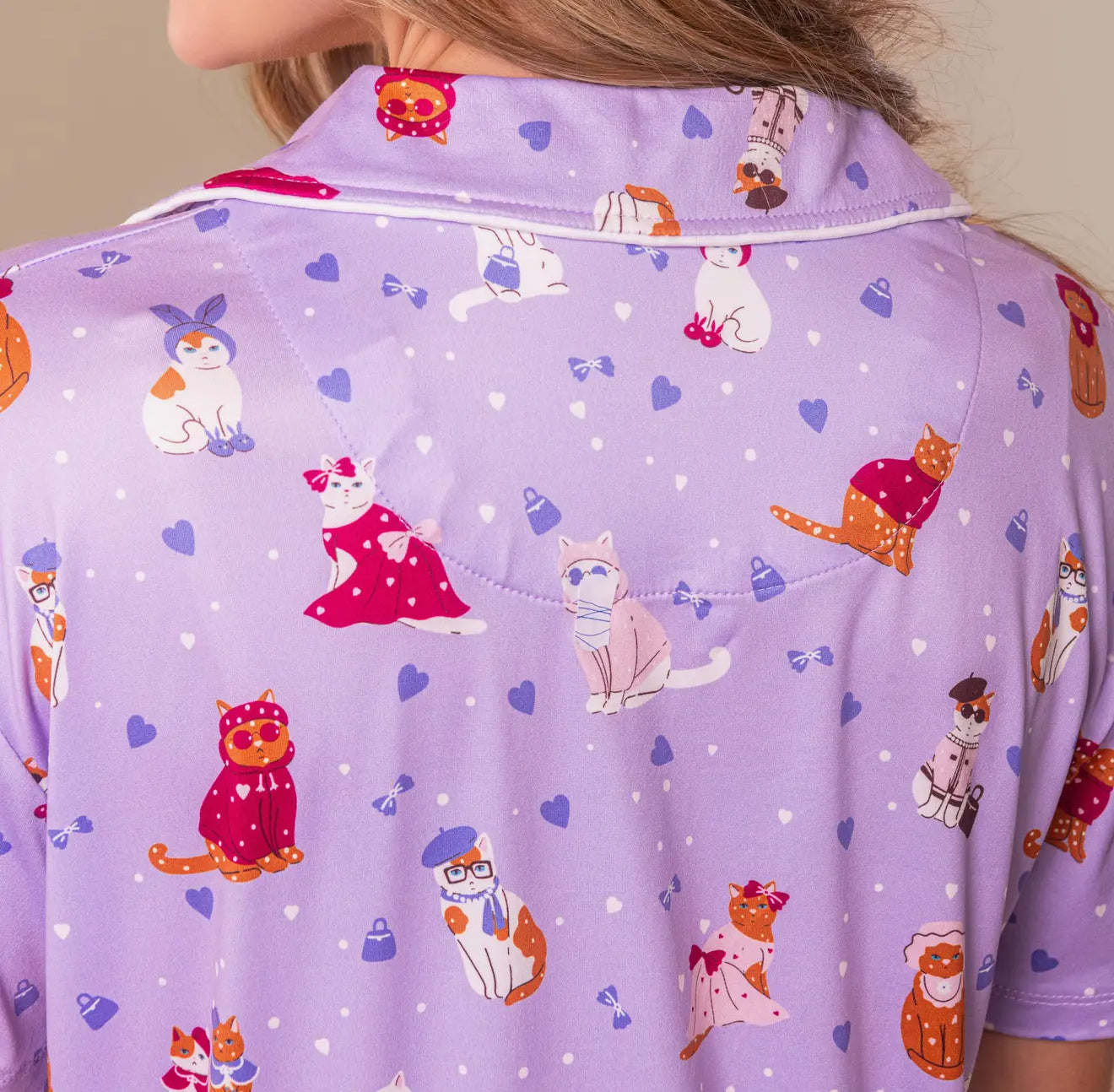 Cattitude Pajama Top | Purple Kitty Cat PJs For Women