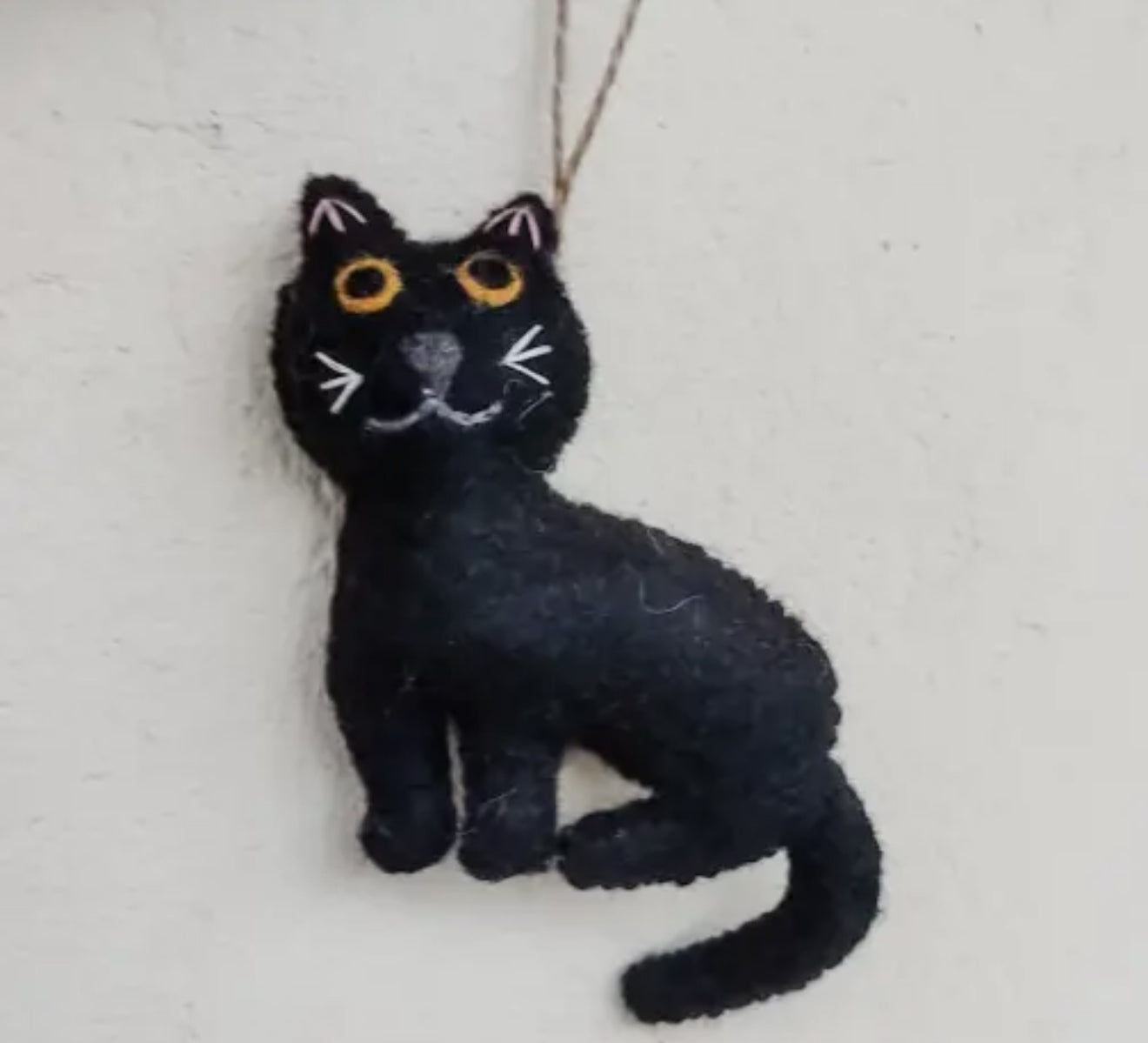 Felt Stitched Cat Ornament: All Black Cat