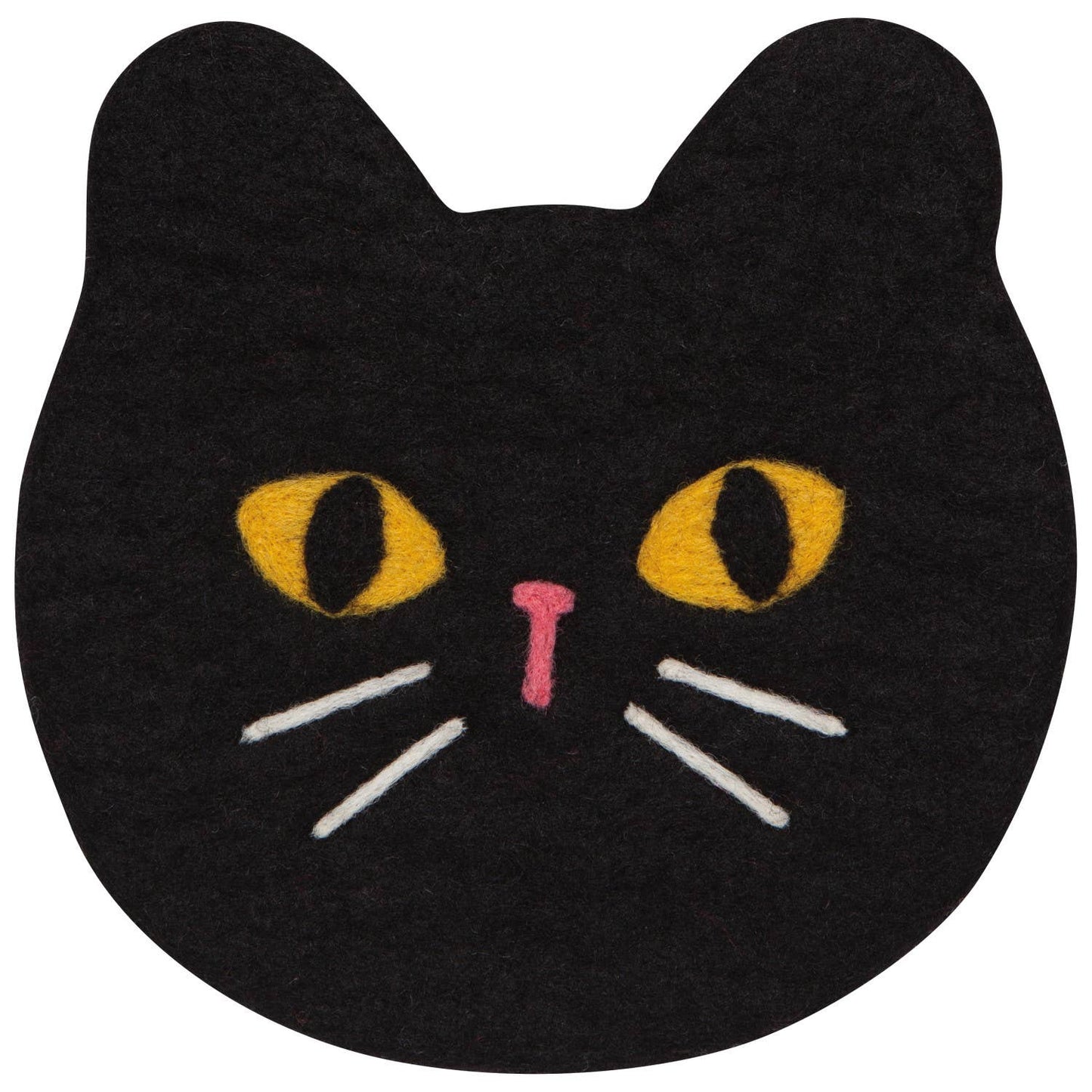 Black Cat Felt Wool Trivet: Black