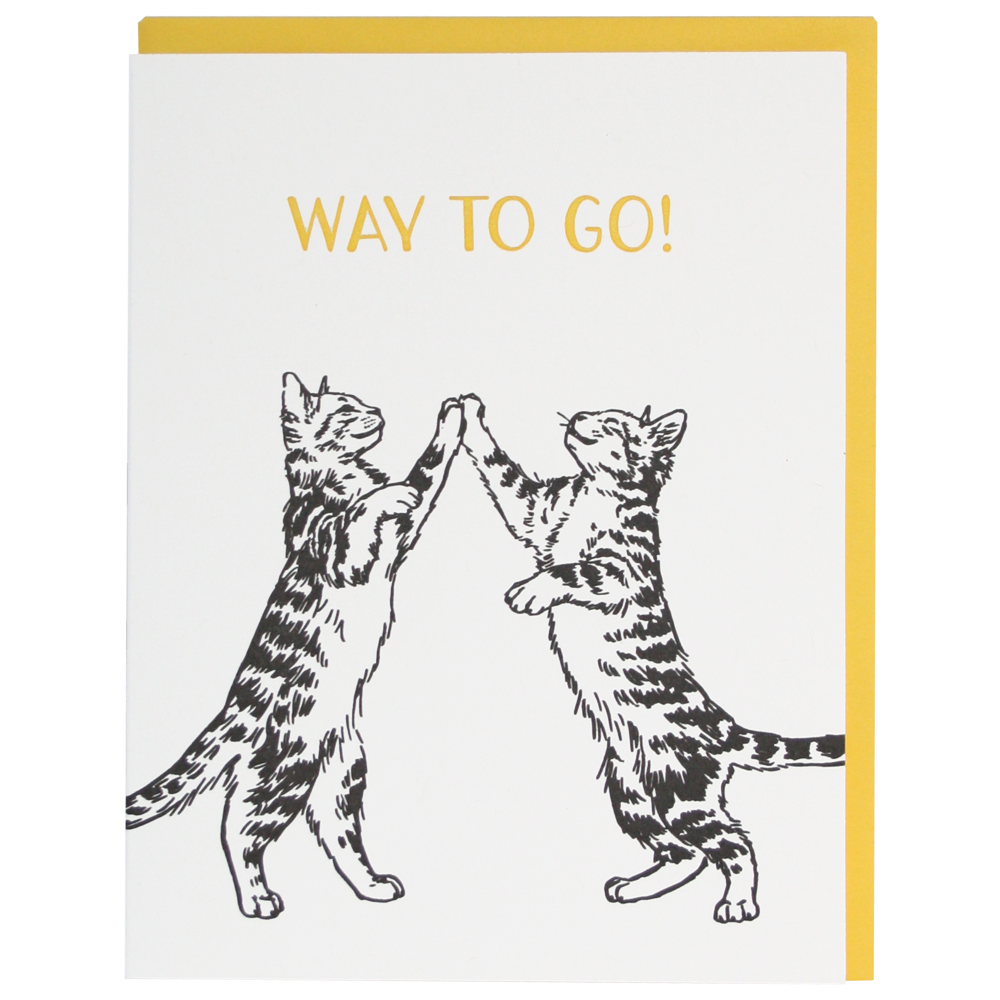 Cat High Five Congratulations Card-BLANK INSIDE