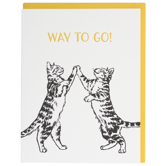 Cat High Five Congratulations Card-BLANK INSIDE