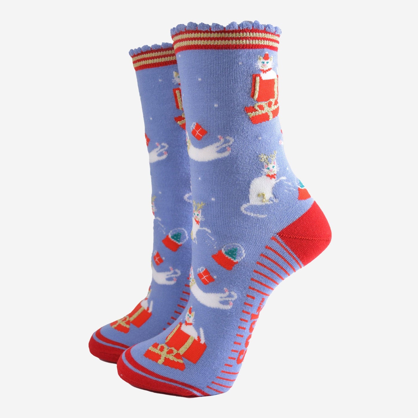 Women's Socks Gift Box Christmas Cats US Size 5-9