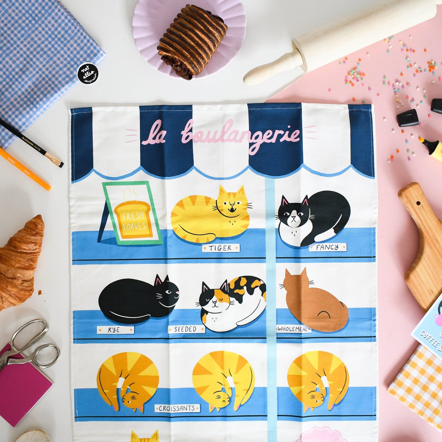 La Boulangerie/ The Bakery- Large Organic Tea Towel