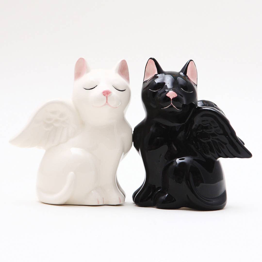 Angel Cats Ceramic Salt and Pepper Shaker Set