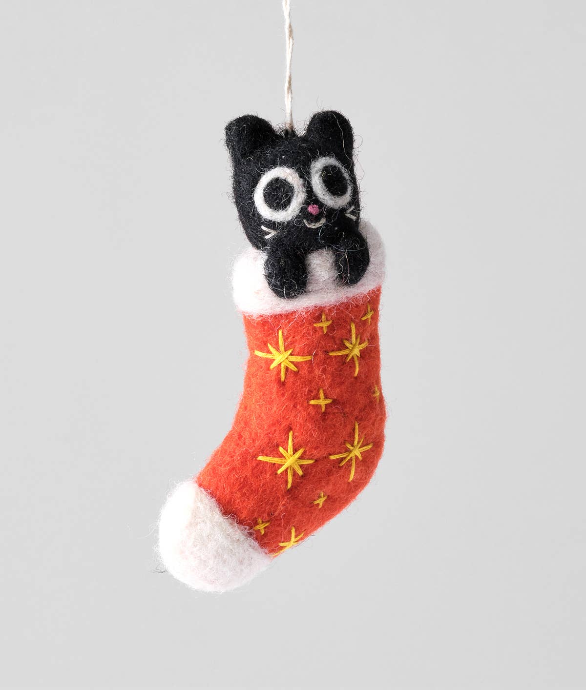 Viv, Cat In Red Stocking Hanging Felt Ornament