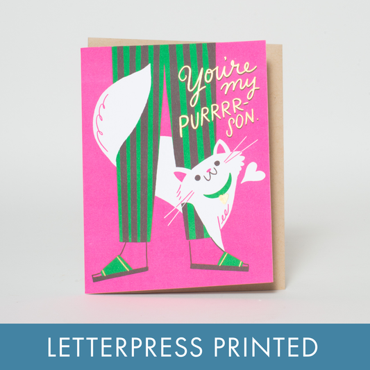 Cat Love Punny Greeting Card-BLANK INSIDE
