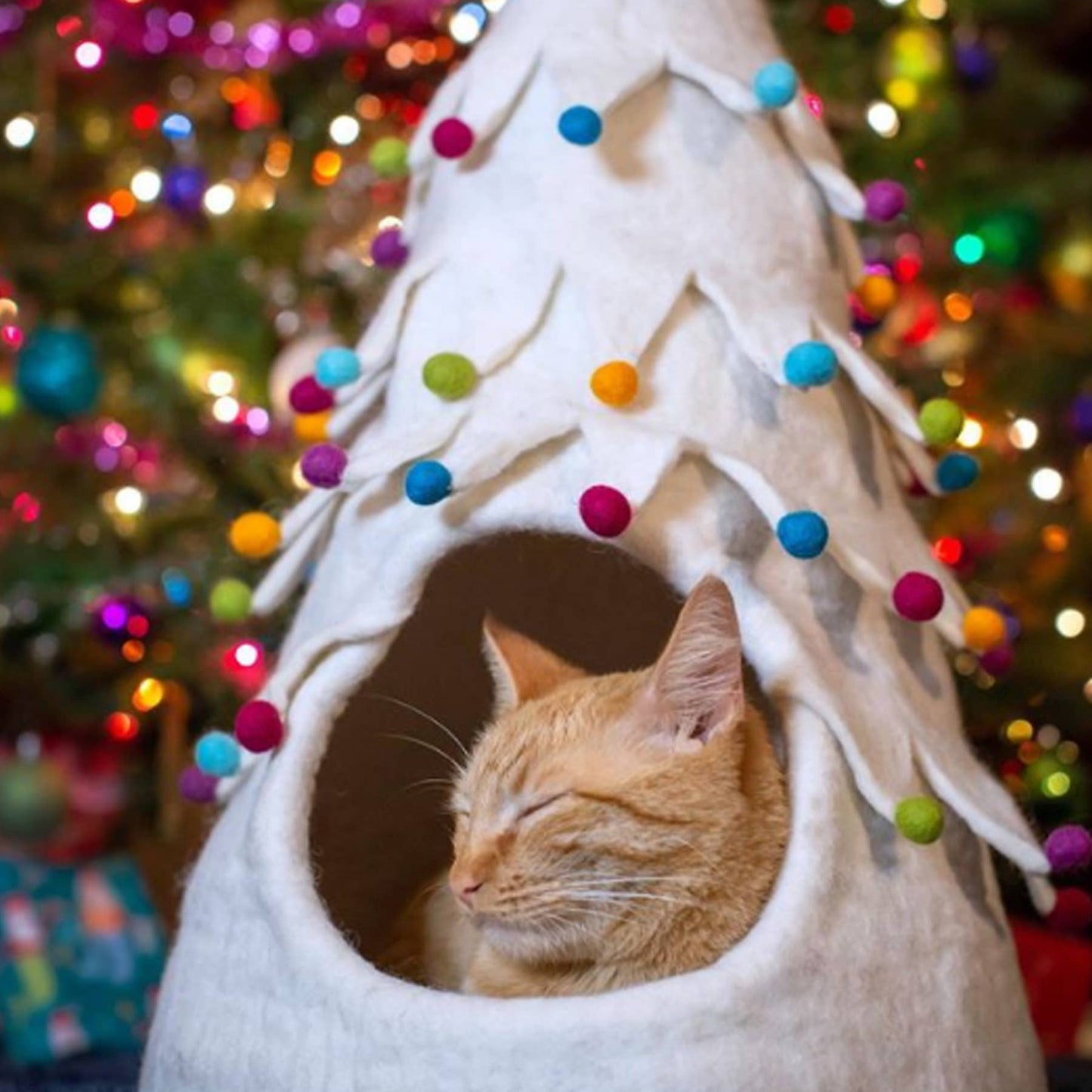 Holiday Tree Wool Pet Cave: White FINAL SALE