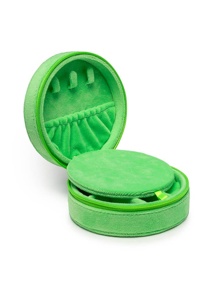 Velvet Jewelry Zip Case / Organizer - Kitten Caboodle -Green