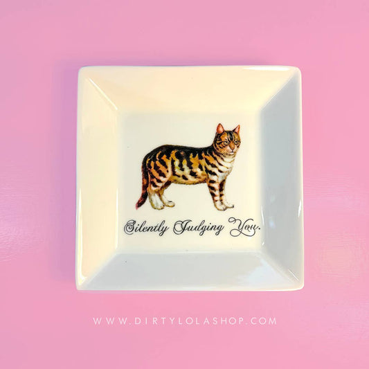"SILENTLY JUDGING YOU." - CAT TRINKET TRAY 