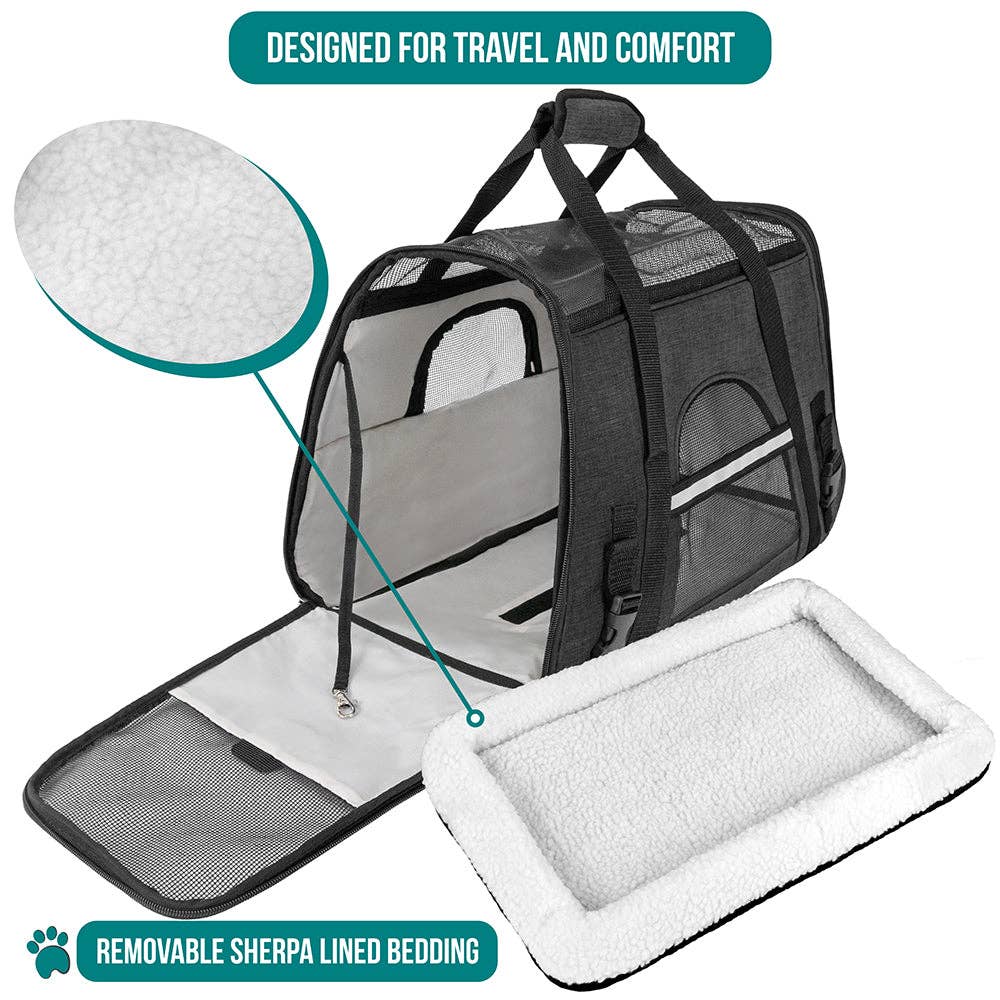 Heather Tote Bag Pet Carrier - Airline Approved: Heather Charcoal / Small - 17" x 10.2" x 11.2" (LxWxH)