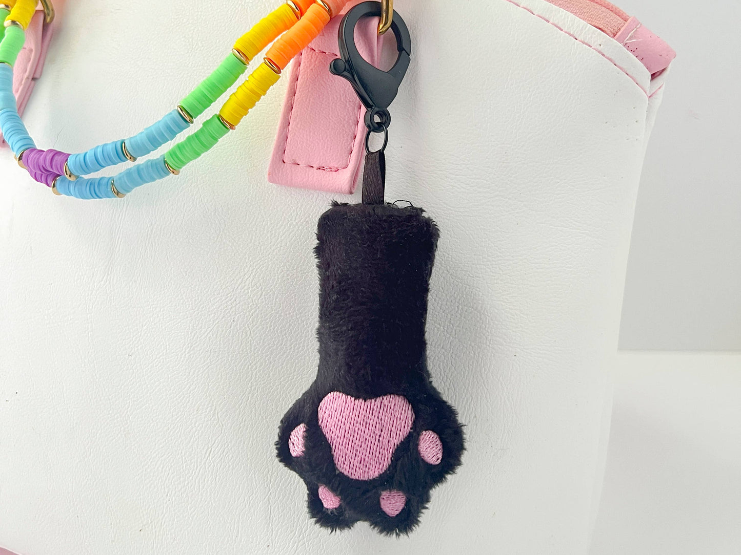 Plush Cat Paw Bag Charm Keychain – Kawaii Kitty Paw: Black