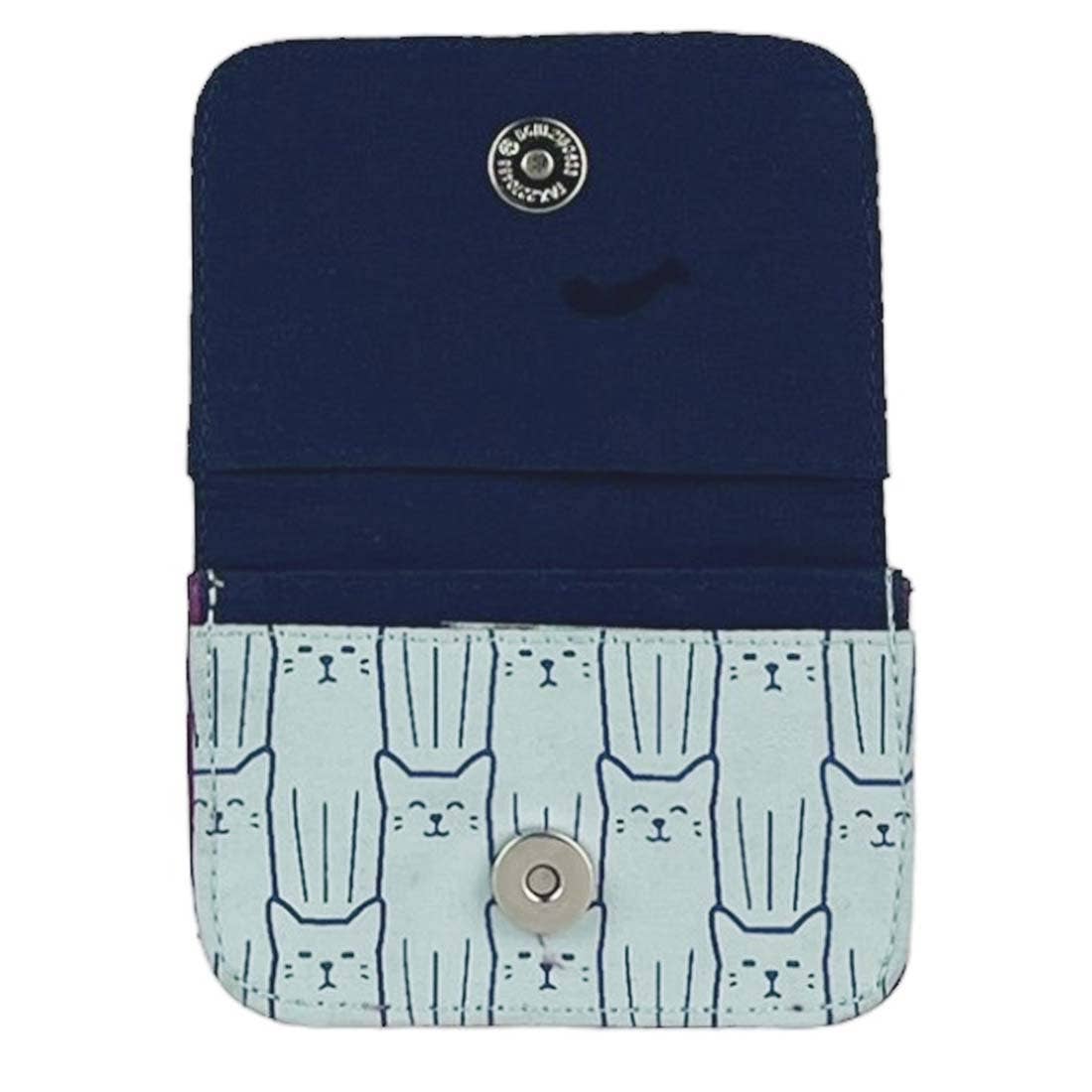 Cotton Canvas Cardholders - Cat Prints - Small Wallet : Army Green