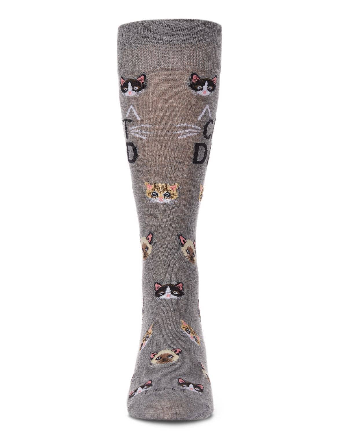 Cat Dad Bamboo Men's Socks - Heather Gray