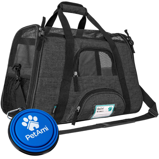 Heather Tote Bag Pet Carrier - Airline Approved: Heather Charcoal / Small - 17" x 10.2" x 11.2" (LxWxH)