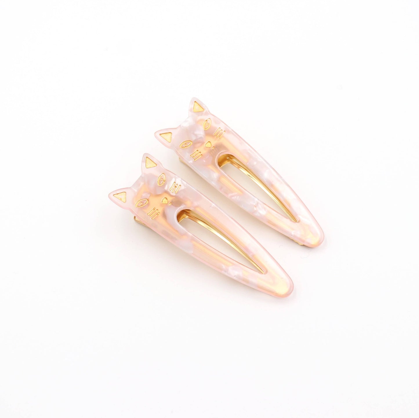 2.8'' Alligator Cat Acetate Hair Clips & Barrettes Set of 2: Pink