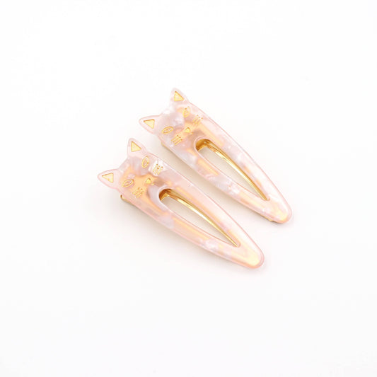 2.8'' Alligator Cat Acetate Hair Clips & Barrettes Set of 2: Pink