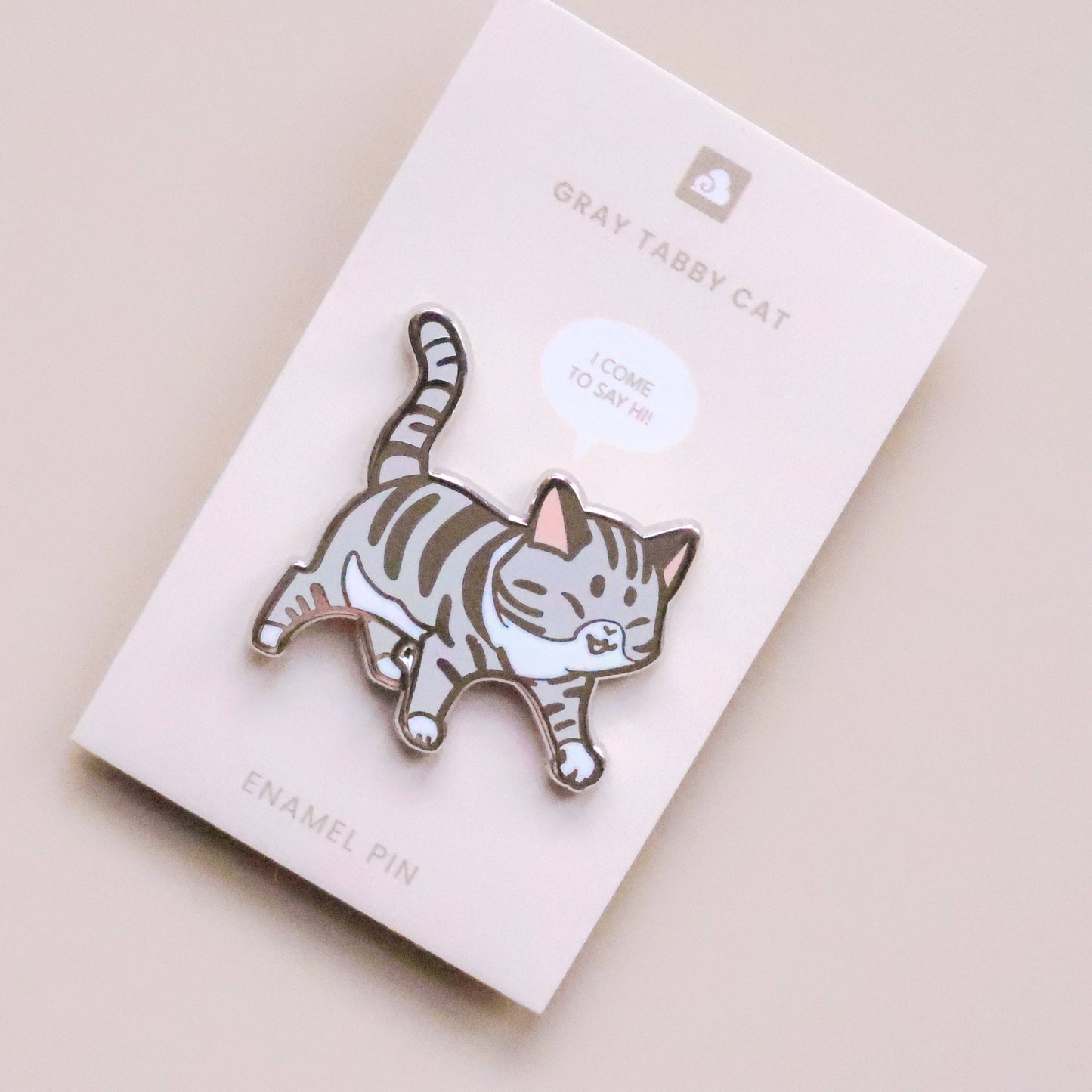 Enamel Pin - Gray Tabby Cat