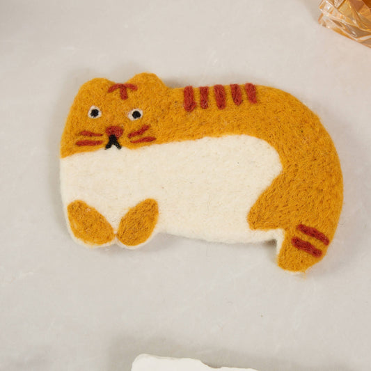 Handmade Felt Coffee Cup Mug Table  Coasters - Scaredy Cats: Yellow