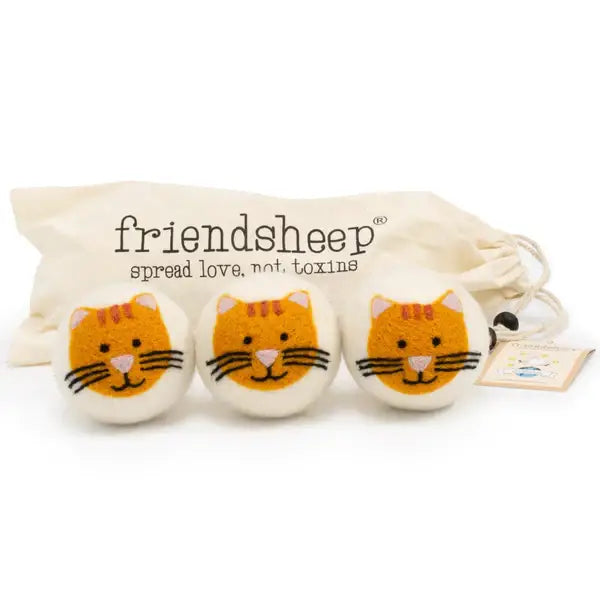 Orange Cool Cats Eco Wool Dryer Balls: With Bag