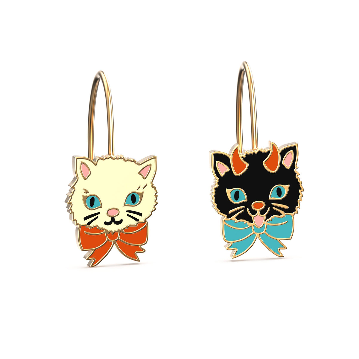 Good & Bad Kitten Gold Drop Earrings | Cat Lover Gift