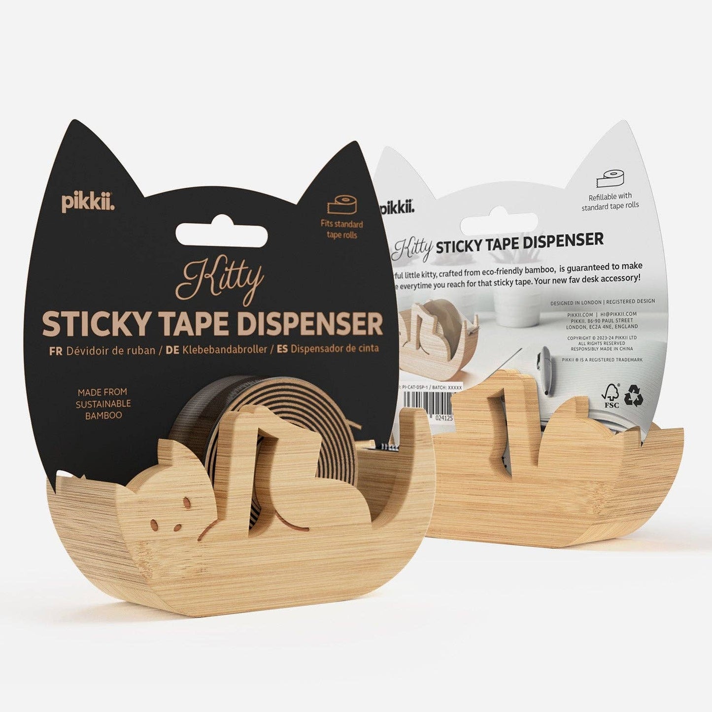 Kitty Sticky Tape Dispenser | Bamboo Desk Gift