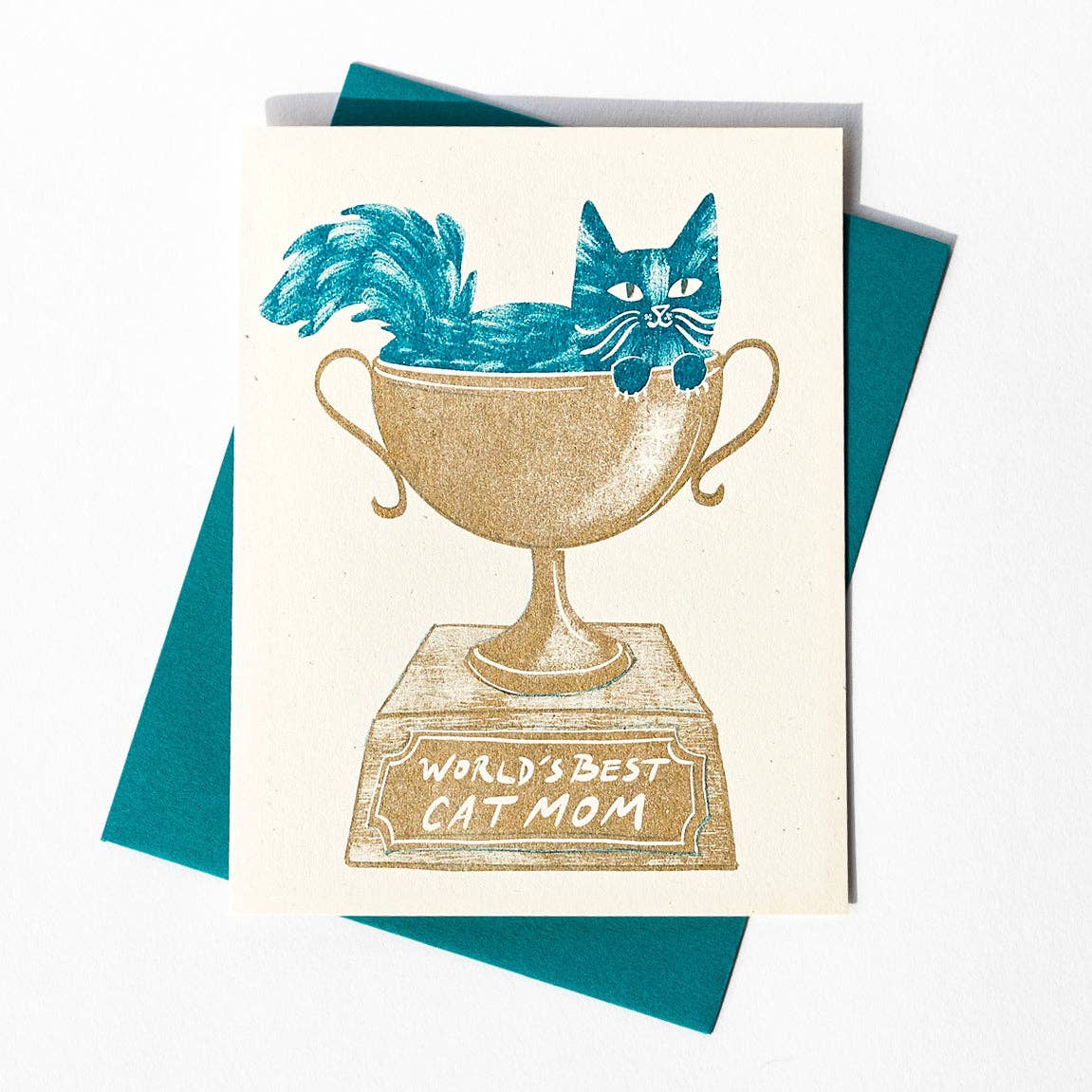 World's Best Cat Mom Card BLANK INSIDE