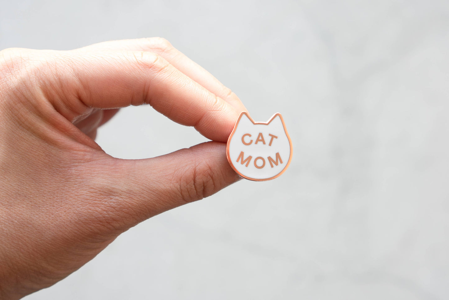 Cat Mom Pin: Copper/white