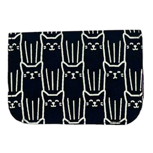 Cotton Canvas Cardholders - Cat Prints - Small Wallet : Black